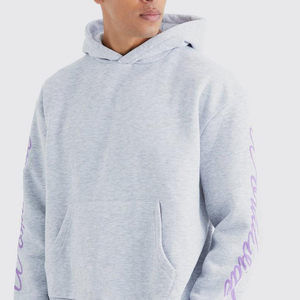 100% coton écologique léger en gros Logo personnalisé survêtement en détresse grande taille Applique brodé à capuche - Product Image 3