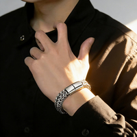 Bracelet Homme Hip Hop en Acier Inoxydable Entièrement Tressé, Maillons Cubains Audacieux Double Face, Multi-brins, Résistant au Ternissement