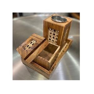 Juego de 3 Quemador de incienso de madera y fregona Diseñador Forma cuadrada Quemador Oud Mabkhar para uso en bodas y fiestas - Product Image 2