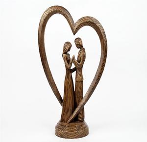 Escultura de madera de pareja en pose de corazón, bailando, arte de matrimonio, estatua de amor familiar, decoración, figura de madera hecha a mano. - Product Image 6