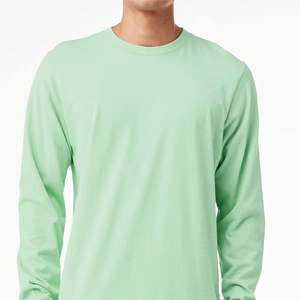 Fresh Mint Comfort: T-shirt à manches longues en coton peigné Airlume 100%-Style classique, douceur rafraîchissante - Product Image 6