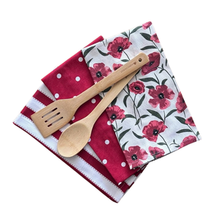 Essuie-tout de cuisine en coton gaufré motif pavot rouge, 40x60cm, 180GSM, 200TC, imprimé, certifié BSCI, faible MOQ, OEM, ODM, commerce indien - Product Image 1