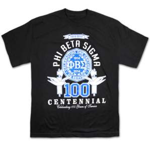 PBS เสื้อลายกราฟิก Centennial สีดำและน้ำเงิน | 100% เสื้อโพลีเอสเตอร์ Phi Beta Sigma พร้อมโลโก้ของทีมพิมพ์ลาย | เครื่องแต่งกายเป็นพี่น้องของผู้ชาย - Product Image 2