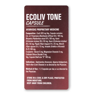 Offre Spéciale Capsules à base de plantes ayurvédiques Ecoliv Tone pour maintenir l'énergie et le mode de vie actif disponibles au prix d'exportation - Product Image 3