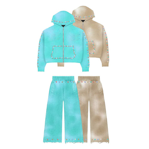 Wholesale Women's Casual Style Winter <b>Tracksuit</b> Set Breathable Solid Printed 100% Polyester Heavyweight Elastic Waist Hooded 2 1 - Product Image 4