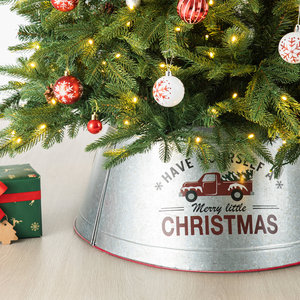 Collar de árbol de Navidad con estampado de Feliz Navidad de alta calidad y falda de árbol y Collar de árbol de Material galvanizado para decoración de Navidad - Product Image 4
