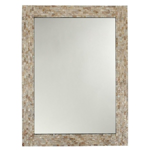 Miroir mural moderne en bois et nacre écologique fait à la main, décoration d'intérieur pour couloir et salle de bain, incrusté de coquillages - Product Image 6
