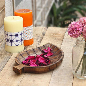 Plateau décoratif en forme de feuille en bois de manguier pour servir des fruits apéritif fromage biscuits Dessert café cuisine en bois table à manger utilisation - Product Image 2