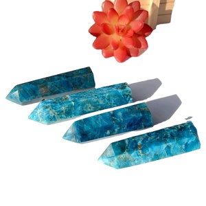 Meilleure qualité Tour de pointe d'apatite Point de cristal de quartz naturel OEM Obélisque Chakra Baguette de guérison Vente brute Cadeau Cristaux Fourniture - Product Image 3