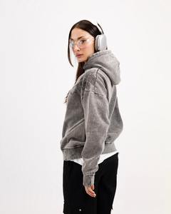 Custom Womens Fade Hoodies 100% Cotton <b>Polyester</b> Pullover Sweatshirt Stonewash Sweater Vintage Grey Sunfade <b>Hoodie</b> for Women - Product Image 2