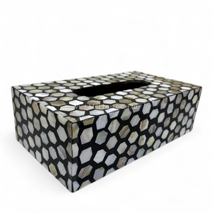 Caja de Pañuelos de Nácar, Hecha a Mano con Incrustaciones de Concha Natural, Decoración Ecológica de Lujo para el Hogar - Product Image 3