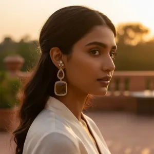 Pendientes de Lujo para Mujer con Baño de Oro, Rubí y Zafiro, Joyería de Moda - Product Image 1