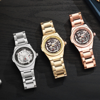 Montre-Bracelet de Luxe en Acier Inoxydable Personnalisée, Analogique Lumineuse, Étanche, Squelette à Quartz pour Hommes, Montres en Gros