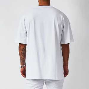 Camiseta de Manga Corta con Cuello Redondo Blanca para Hombre, Talla Grande, 100% Algodón, Informal, Transpirable, Bordada, de Punto Jersey, Color Sólido - Product Image 2
