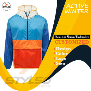 Logo personnalisé Mode décontractée Veste coupe-vent zippée pour hommes avec capuche pliable Vestes d'extérieur coupe-vent et imperméables - Product Image 6