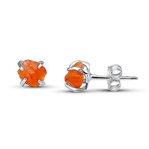 Boucles d'oreilles en pierre de soleil brute de 5 à 7mm faites à la main en plaqué argent bijoux en pierres précieuses naturelles pour femmes cadeau - Product Image 1