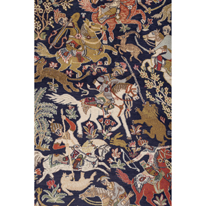 Alfombras de Lana Anudadas a Mano Aalam Blue, Alfombra Grande Rectangular Abstracta con Diseño de Animales y Diamantes para Entrada, Pasillo, Modelo Pae-6453, Hecha a Mano - Product Image 3