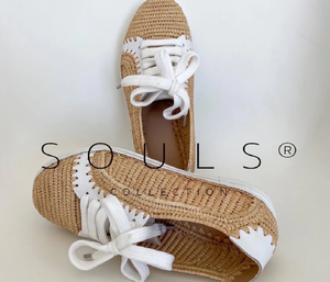 Zapatillas de rafia de cuero, zapatos hechos a mano, para verano, raphia, Alpargata - Product Image 1