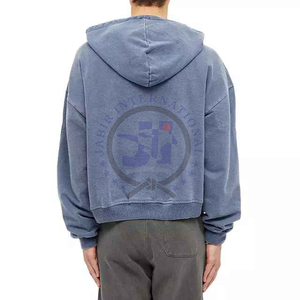 2024 Sudadera con capucha térmica de gran tamaño con cremallera ácida personalizada para hombre 100% algodón estilo Vintage para invierno - Product Image 3