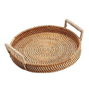 Plateau en rotin dernier modèle avec poignée en corde, parfait pour le service des aliments et la vaisselle. - Product Image 1