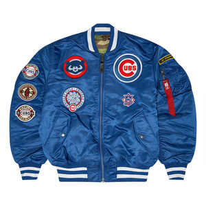 Nueva llegada 2024 Streetwear estilo Reversible Stain Varisty Bomber Jacket Trendy Reversible chaqueta con cremallera para hombre - Product Image 1