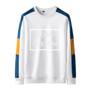 เสื้อสเวตเตอร์คอกลมแขนยาวสำหรับผู้ชาย, เสื้อกันหนาวผ้าฝ้ายโพลีเอสเตอร์ผ้าย้อมสีพื้นสำหรับฤดูหนาว - Product Image 3
