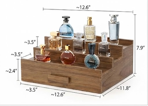Wooden 3 Tier Storage <b>Tray</b> Rectangular Minimalist Design For <b>Perfume</b> Bottles Bedroom Neatening Organizer Standing Type - Product Image 4