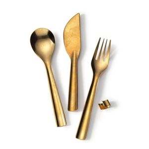 Ensemble de couverts en métal en acier inoxydable mat au design minimaliste pour les cuisines modernes, les maisons contemporaines et élégantes - Product Image 4