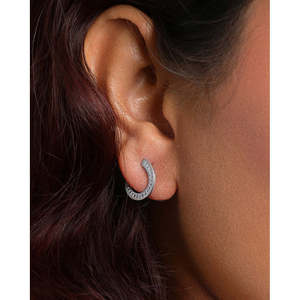 Compre Pendientes de Plata de Ley 925 de Primera Calidad para Mujeres y Niñas, Pendientes Huggie y de Aro Geométricos Religiosos, Joyería de Platino con Diamantes - Product Image 4