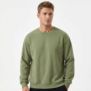 Sudadera Unisex Verde Oliva de Cuello Redondo, Corte Holgado, Tejido de Algodón, Estilo Casual, Color Sólido, para Otoño - Product Image 2