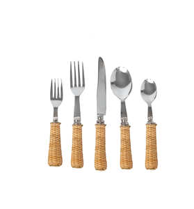 Cuillère en acier inoxydable 100% poignée en rotin naturel dîner pour la maison et le restaurant pour la maison et l'hôtel utilise des prix bas - Product Image 3