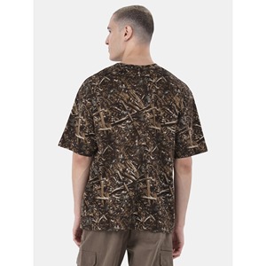 Camiseta de camuflaje con estampado de logotipo personalizado transpirable de algodón 100% de alta calidad para hombre, camiseta de gran tamaño con hombros caídos para hombre - Product Image 2