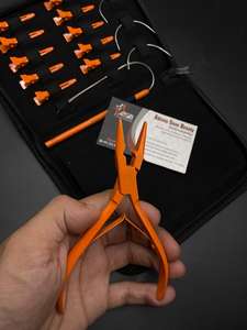 Kit d'extension de cheveux noués à la main avec outils en acier inoxydable orange, aiguille à coudre, pinces, ciseaux-pour extensions de cheveux humains - Product Image 4