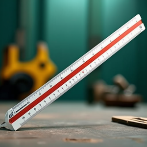 Reglas Triangulares de Plástico Blancas RUMOLD 160:30cm, Escalas de Ingeniería DIN 1:2.5 1:5 1:10 1:20 1:50 1:100 - Product Image 1