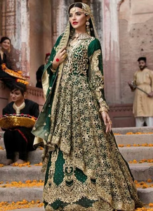 TRENDY-HEAVY--BRIDAL-BEAUTIFUL-KOTI con TRAIL, vestido LEHENGA con adornos de cuentas de cristal, trabajo de piedra para boda = 2021 - Product Image 3