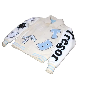 Venta al por mayor chaquetas de béisbol universitarias con logotipo personalizado con parches de chenilla frontal de cuello levantado y chaquetas Letterman con parches de Chile - Product Image 6