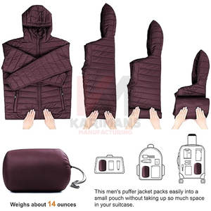 Manteau matelassé à capuche toutes saisons pour hommes, chaud et léger, veste isolée pour la neige, le voyage et la randonnée OEM/ODM Wholesale Custom - Product Image 6
