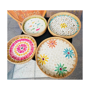 Bandeja de ratán respetuosa con el medio ambiente, bandeja de incrustación de madreperla de material natural, el precio más bajo hecho en Vietnam - Product Image 1