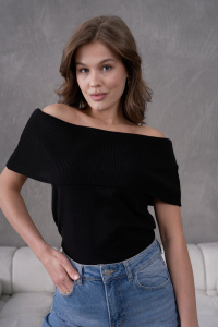 เสื้อถักคอปาดไหล่สำหรับผู้หญิง เนื้อผ้าริบ ระบายอากาศได้ดี มีสไตล์และสวมใส่สบาย คุณภาพสูง ผลิตแบบ OEM - Product Image 3