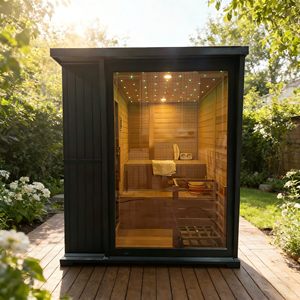 Sauna Traditionnel Carré Premium 4-6 Places - Revêtement en Cèdre Rouge, Extérieur en Pruche Noire - Product Image 5