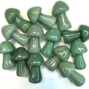 Pedra de chakra natural semipreciosa, cogumelo aventurina verde, presente de cristal Reiki 7 chakra, decoração para casa e escritório, mascote orgone
