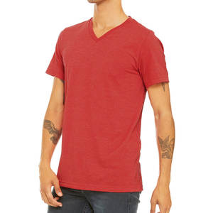 Camiseta de Manga Corta con Cuello en V para Hombre, de Tela de Bambú Suave y Transpirable, Camiseta de Algodón con Cuello en V, Personalizada OEM - Product Image 5