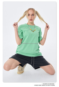 Camiseta de algodón de calidad de lujo para hombre, nuevo diseño, cuello redondo, secado rápido, transpirable, ajuste holgado, gran tamaño, poco hombro caído, logotipo personalizado - Product Image 4