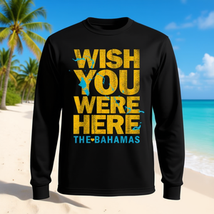 Camiseta de Manga Larga con Mapa de Bahamas para Vacaciones en Crucero, Te Queremos Aquí - para Uso Promocional - Product Image 3