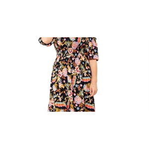 Abito Midi Leota per Kelly Nero con Stampa Multi-Labbra, Taglia S, Elegante per Feste, Boho, Traspirante, Naturale, Taglie Forti per XL 3XL, per Festival - Product Image 2