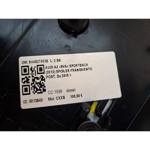 Aileron de hayon arrière AUDI A3 Sportback (8V4) 8V4827933B CXXB diesel 1598 (12>16) - Product Image 5
