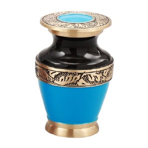 Urnes de crémation souvenir en laiton avec bande de gravure urnes funéraires en métal fini de couleur or et violet noir pour cendres humaines - Product Image 2