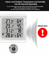 Termometer Higrometer Jam Digital Nirkabel Dalam & Luar Ruangan 3 Saluran, Monitor Suhu Kelembaban dengan Sensor Alarm