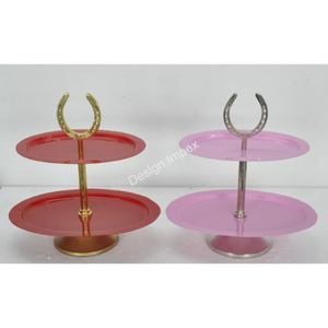 Anniversaire Anniversaire Fiançailles Décoratifs Plateaux De Service Accent Émail Fini 2 Niveaux Magnifique Gâteau Stand Équestre - Product Image 3