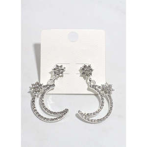 ต่างหูจี้รูปพระจันทร์ลายดอกไม้ A3shop ดีไซน์ทันสมัย คลาสสิกและน่ารัก ผลิตจากโลหะผสมชุบทอง ประดับด้วยอำพัน สไตล์ศาสนา - Product Image 3